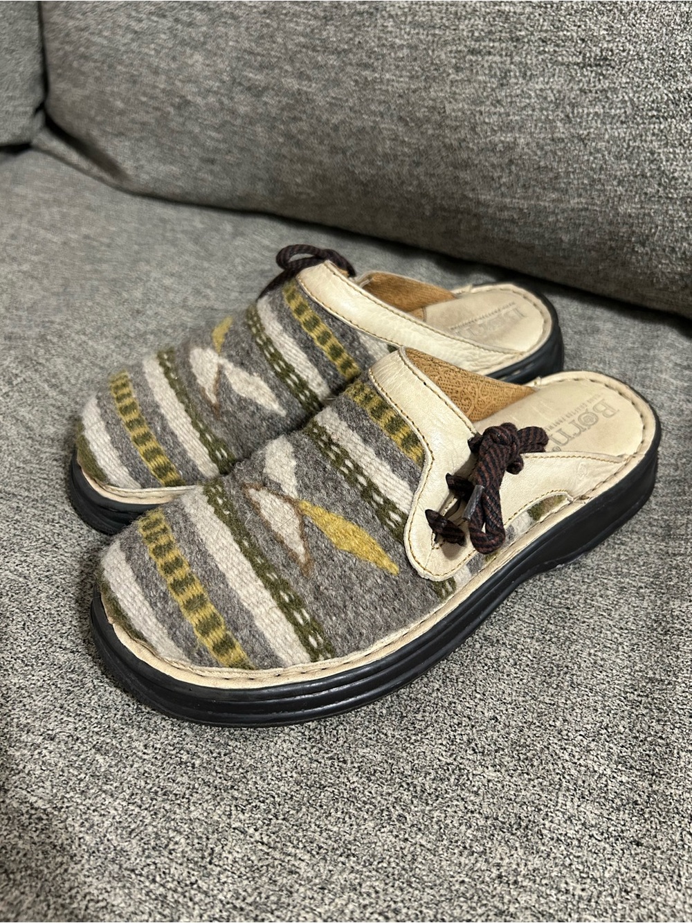 Born Leather Aztec Blanket Slip On Clogs Womens Size 7